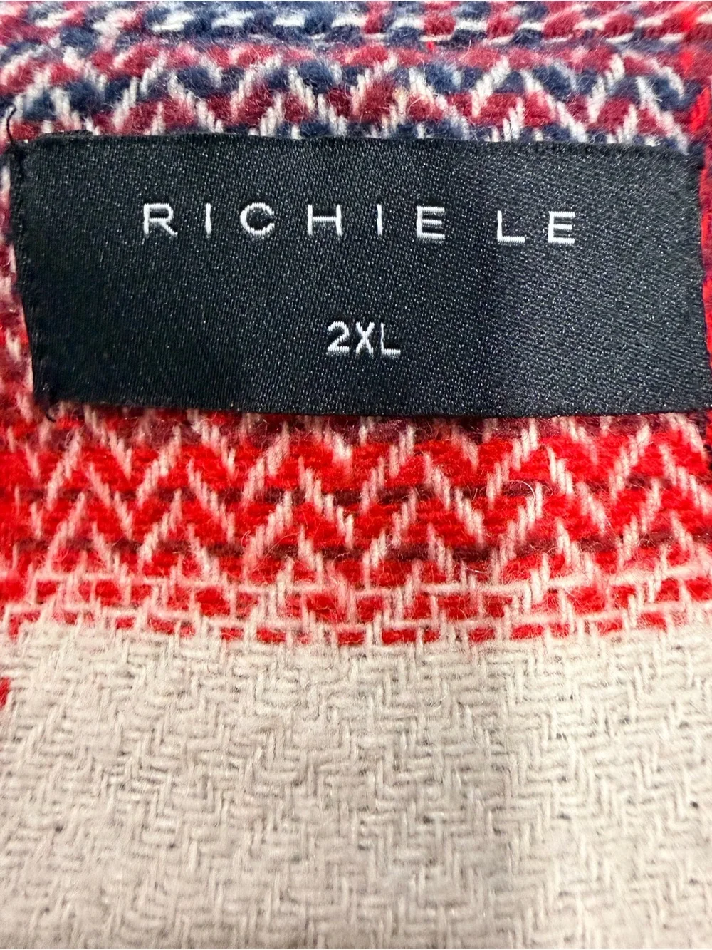Richie Le Men’s Plaid Jacket Men's//  Red, Navy & Cream Lightweight Shirt Jacket